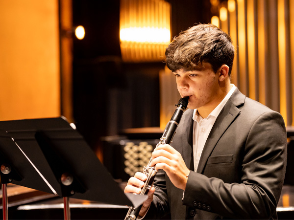 Student playing the clarinet