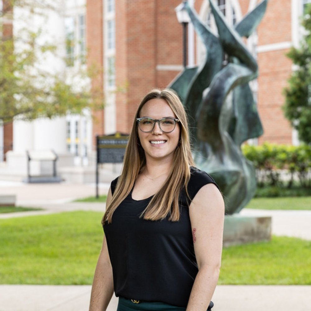 Person wearing glasses smiling