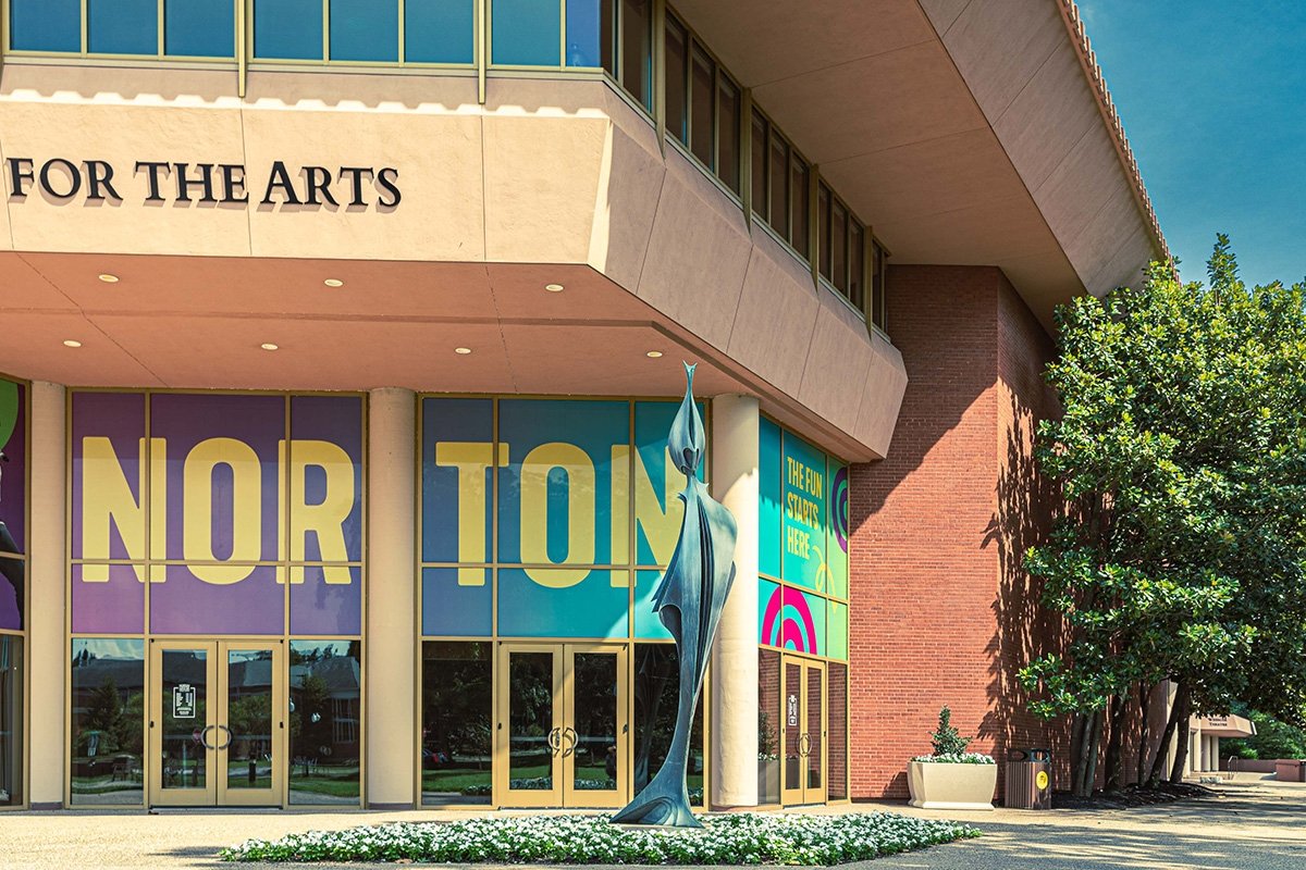 Sculpture outside the Norton Center for the Arts