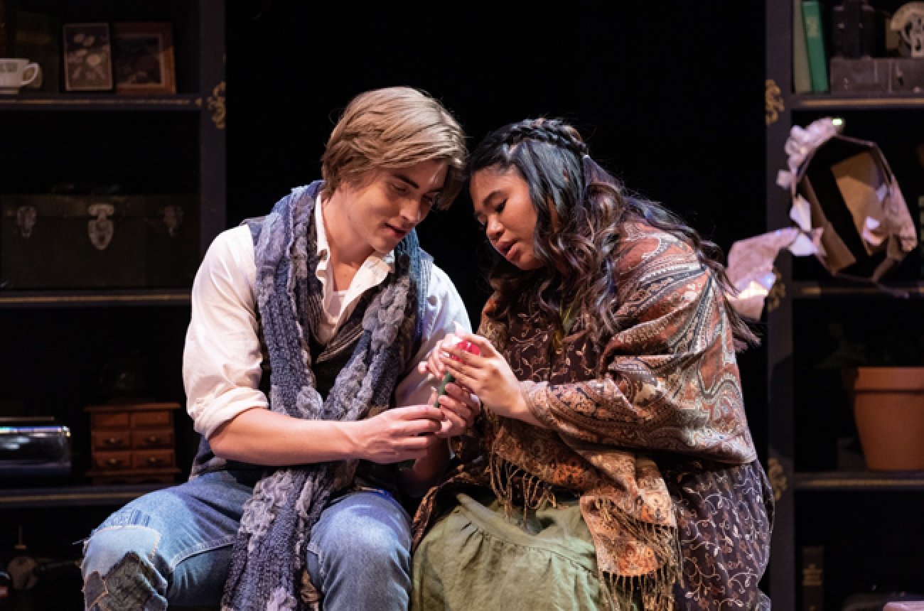 students acting in play