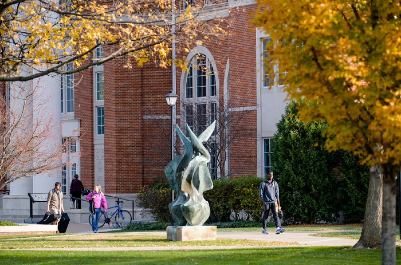 Flame Statue in front of the library