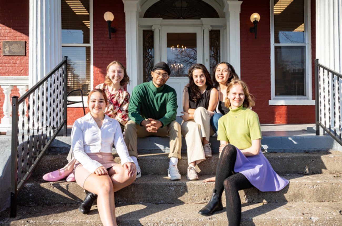 2022-2023 Atkins Scholar group photo on the steps of ODI building