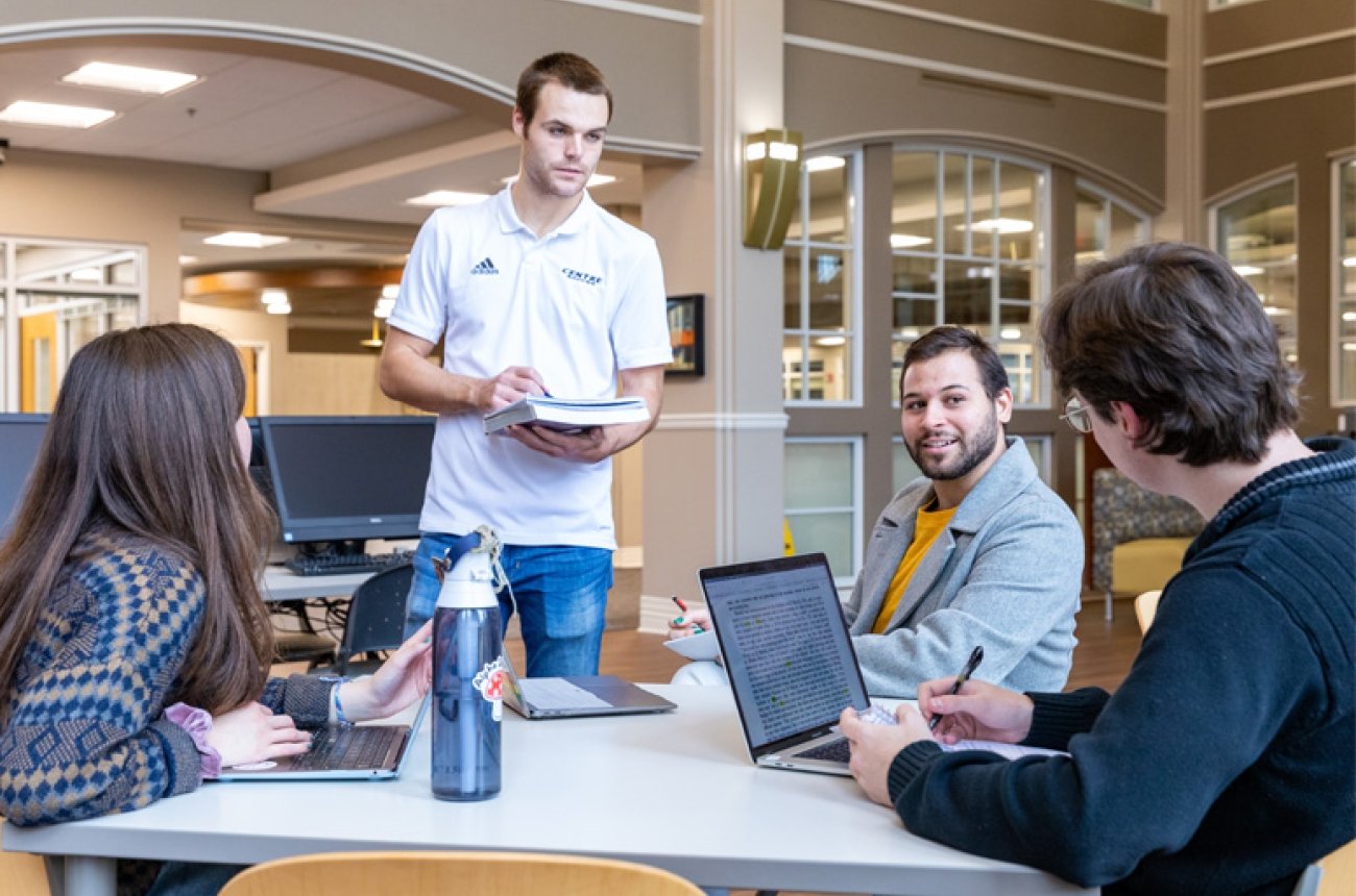 Group of students studying in the library