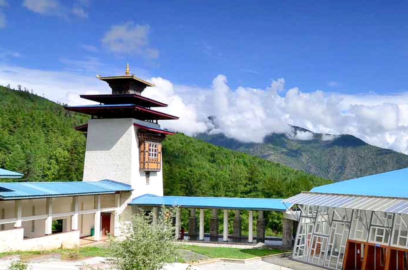 View of bhutan with buildings on campus