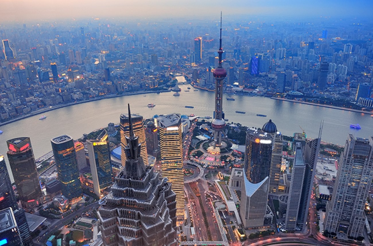 pearl tower and city skyline in Shanghai