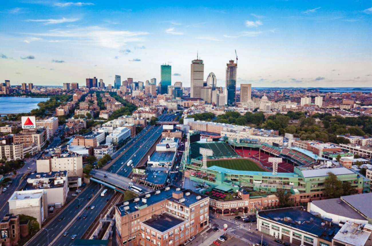 aerial view of boston city scape