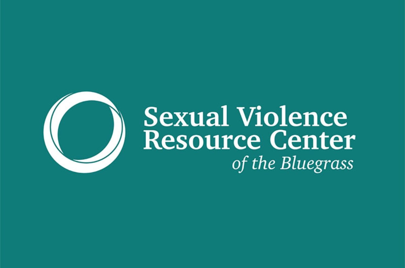 Teal background with text Sexual Violence Resource Center of the Bluegrass