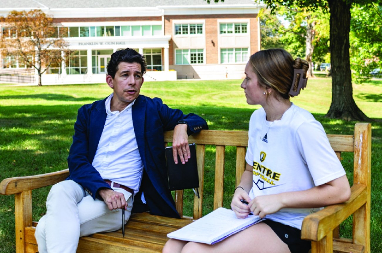 Student listening to counseling from Jason Crosby, student success coach