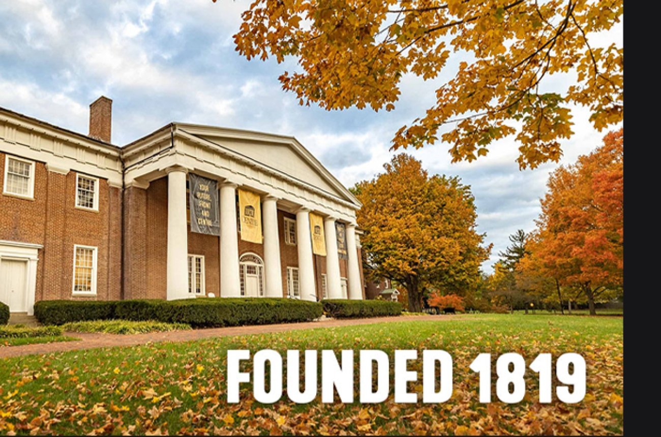 Old Centre during fall with text "Founded 1819" in right corner