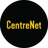 Black circle with gold text "Centre Net"
