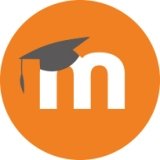 Orange circle with a white letter "M" with a graduation cap on the letter m