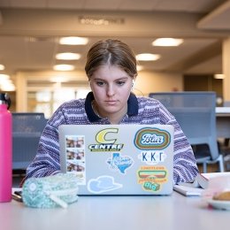 Student studying in the library