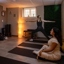 students practicing yoga & meditation