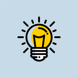 Playful light bulb illustration on a light blue background