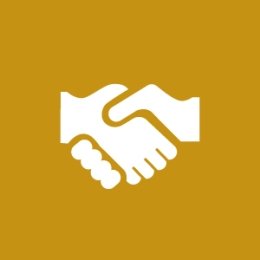 Brown and white handshake icon