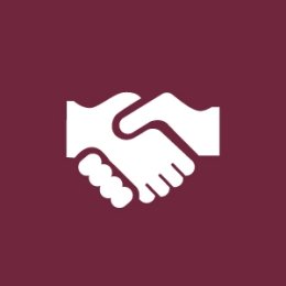 Maroon and white handshake icon