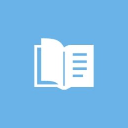 Blue and white open book icon