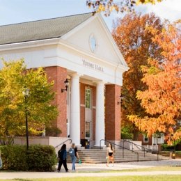 students walking across campus