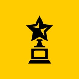 Icon of gold background with star trophy in outline in black