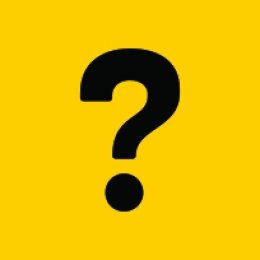 Gold box with question icon in black