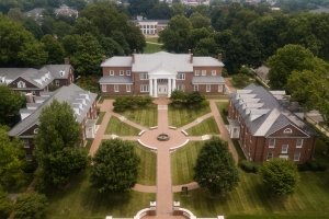An aerial view of Old Centre from Benefactors' Plaza