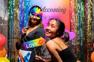 Students enjoyed props and a photo booth at Pridecoming 2022.