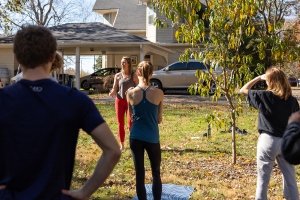 Students and staff participated in a yoga session during Building Bridges and Community Day 2022.