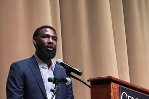 Dexter Horne '16 spoke at the annual MLK Day convocation on January 16, 2023.