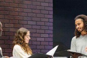 Students practice "Soft Launch" in Weisiger Theatre.