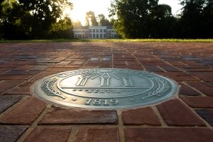 view of the Centre College seal located in front of Old Centre