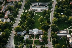 An aerial photo of Centre College's campus.