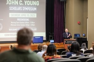 John C. Young committee chair Thomas Allen opens the 2023 symposium.