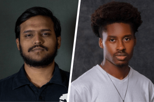 Headshots of Vedant Bhong and David Almona