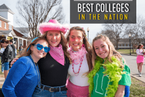 Graphic of 4 Centre students on sorority bid day. Text says "The Princeton Review's Best Colleges in the Nation"