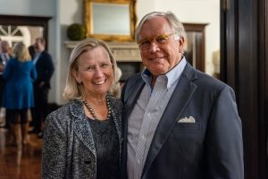 Jennie Peaslack Carlson and Richard Carlson smile for a photo during a Centre Board of Trustees event.