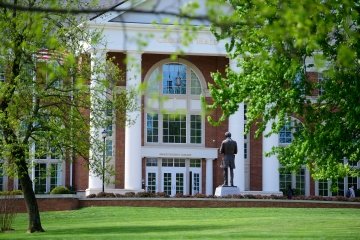 Outside the library on campus