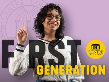 First-generation Centre student holding up one finger