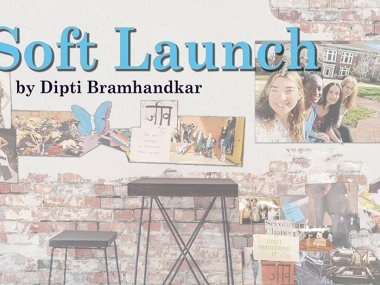 Soft Launch play poster with students interacting on campus