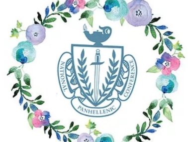 National Panhellenic Conference logo surrounded by flowers