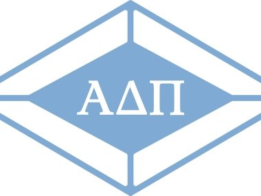 Alpha Delta Pi Greek letters inside a blue diamond