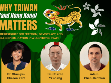 "Why Taiwan (and Hong Kong) Matters: The Struggle for Freedom, Democracy, and Self-Determination in a Contested State". Convocation. Documentary screening with panelist discussion. Panelists include Drs. Sharon Yam and Charlie Zhang of UK and Adam Chen-Dedman of Centre. Weisiger Theatre, October 16 at 7:00 p.m. An optional debriefing is October 17 during common hours in the Intercultural Suite.