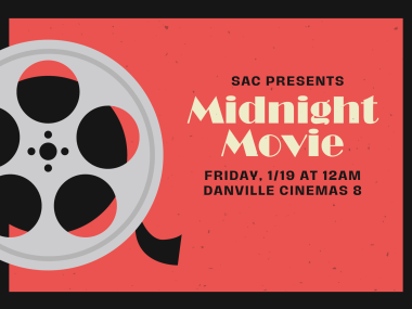 image of a film reel and information for January 19th's Midnight Movie