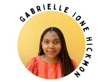image of Gabrielle Ione Hickman wearing a pink and orange vertical-striped shirt