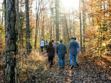 Group of students walking at Kentucky Wildlife Refuge
