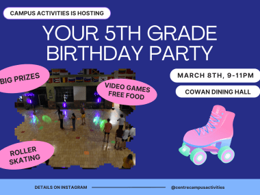 pink roller skate and image of students roller skating