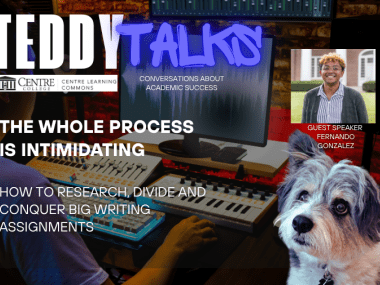 CLC Teddy Talk event about how to research, divide and conquer big writing assignments.
