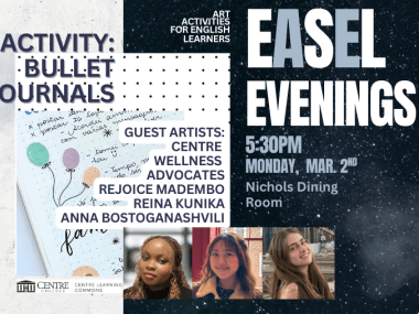 CLC EaSeL Evening event for bullet journaling with photos of student guest artists.