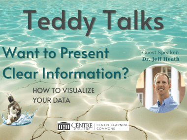 CLC Teddy Talk event with a photo of a dog splashing and a photo of the guest speaker Dr. Jeff Heath