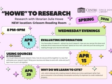 Howe to research details of dates and research topics that will be presented during workshops