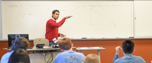 Students in a business classroom